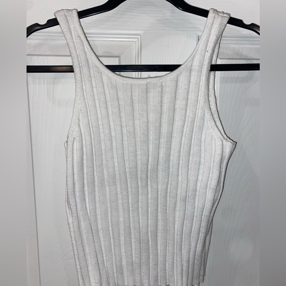 LOFT Ivory Ribbed Button-Front Tank Top - Picture 4 of 4